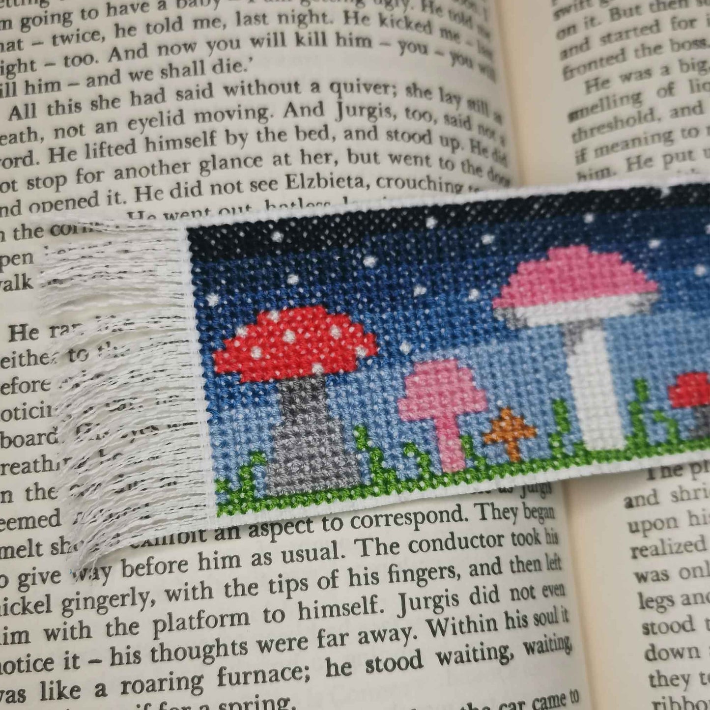 Mushroom Bookmark Cross Stitch Kit