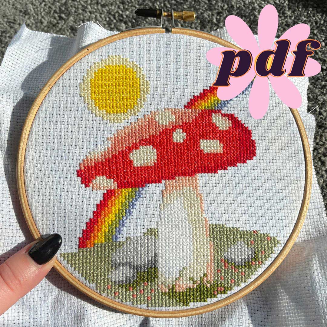 Day Mushroom Cross Stitch PDF Pattern Download Ready To Print | Pindependent Crafts day-mushroom-cross-stitch-pdf-pattern-download-ready-to-print-pindependent-crafts