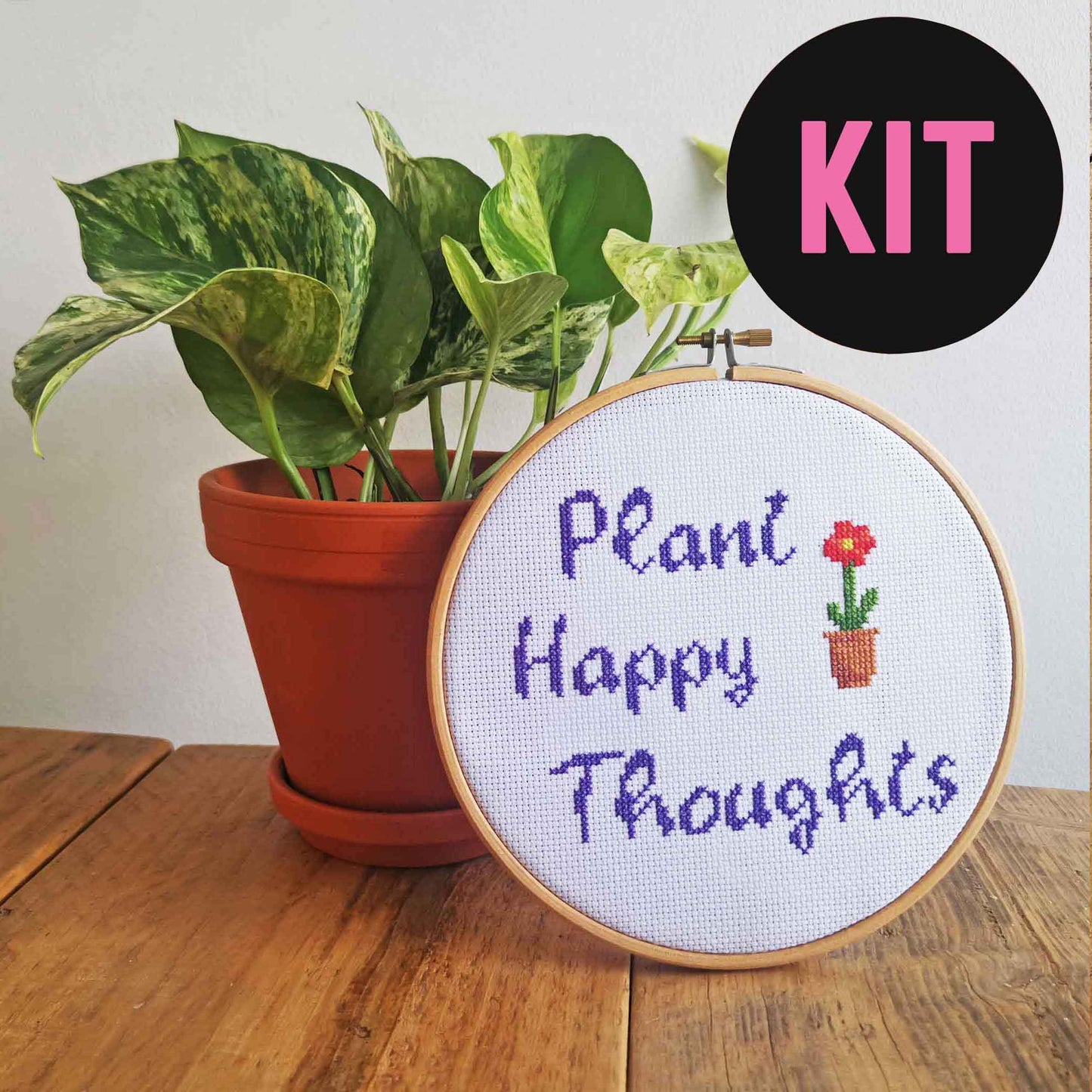 Plant Happy Thoughts Cross Stitch Kit