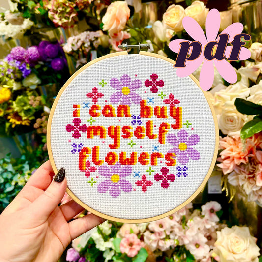 Buy Myself Flowers Cross Stitch Pattern Download