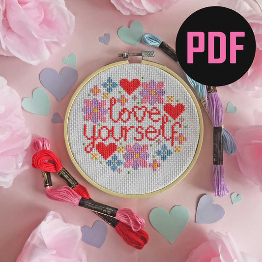 Love Yourself Cross Stitch Pattern Download