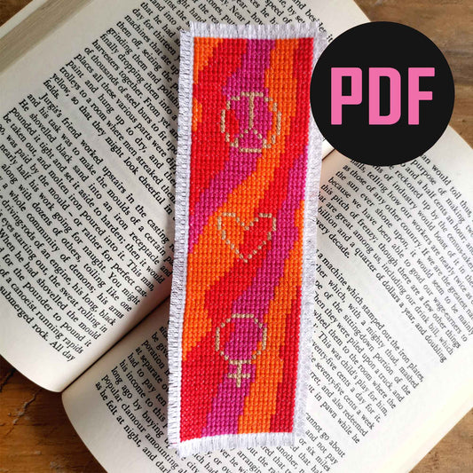 Peace, Love & Feminism Bookmark Pattern Download