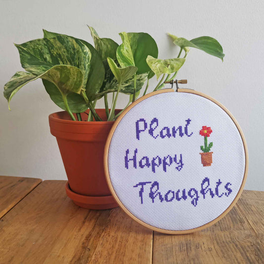 Plant Happy Thoughts Cross Stitch Pattern Download